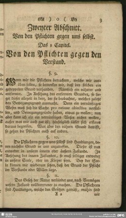 Zweyter Abschnitt. Von den Pflichten gegen uns selbst