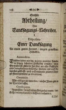 Sechste Abtheilung/ Von Dancksagungs-Schreiben