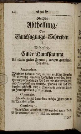 Sechste Abtheilung/ Von Dancksagungs-Schreiben