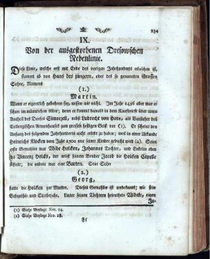IX. Von der ausgestorbenen Dresowschen Nebenlinie.