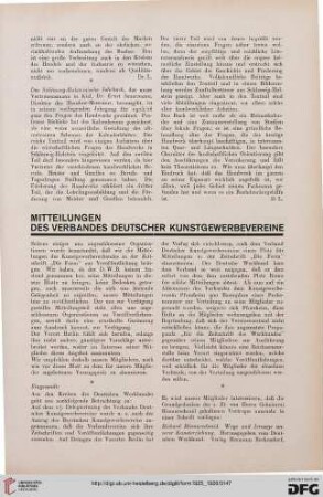 Mitteilungen des Verbandes Deutscher Kunstgewerbevereine