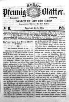 No. 11, Sonnabend, den 9. März