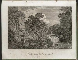 Lochmühle bei Liebethal : Richter, Carl August: Lochmühle bei Liebethal. Abb. neben S. 20. Radierung; 90 x 115 mm. Aus: Lindau, Wilhelm Adolf: albina, ein Taschenbuch für Wanderer in der sächsischen Schweiz. Pirna; Dresden: Conrad Diller, 1821. Dresden: SLUB 23.8.5440