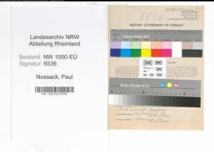 Entnazifizierung Paul Nossack, geb. 28.07.1888 (Lebensm.Haendler)