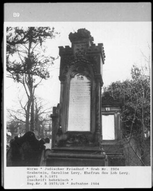Grabstein von Caroline Levy, Ehefrau des Lob Levy (+ 1871.03.08)
