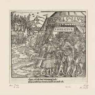 Fabricius, aus: "OFFICIA M.T.C. EJn Bůch So Marcus Tullius Cicero der Römer zu seynem Sun Marco von den Tugentsamen Ämptern [...]", Augsburg 1545