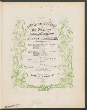 H. 1: Lieder und Gesänge für eine Singstimme mit Begleitung des Pianoforte