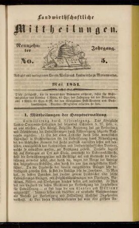Neunzehnter Jahrgang. No. 5.
