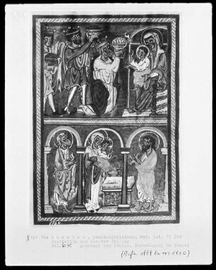 Psalterium (aus Kloster Polling) — Bildseite mit zwei Miniaturen übereinander, Folio 6verso