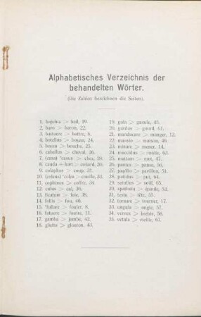 Alphabetisches Verzeichnis der behandelten Wörter.