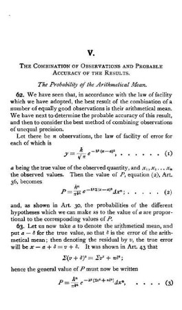 V. The Combination of Observations and Probable Accurarcy of the Results.