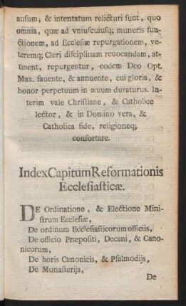 Index Capitum Reformationis Ecclesiasticae.