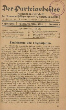 2. Jahrgang, Berlin, den 25. März 1924, Nummer 5