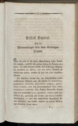 Erstes Kapitel. Von der Blennorrhagie oder dem bösartigen Tripper.