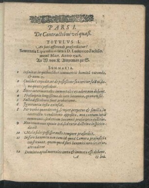 Pars I. De Contractibus vel quasi.