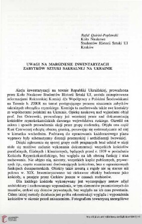 1: Uwagi na marginesie inwentaryzacji zabytków sztuki sakralnej na Ukrainie
