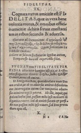 IX. Cognata virtus amicitiæ est Fidelitas