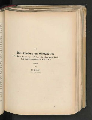 II. Die Cholera im Elbegebiete außerhalb hamburgs und der nächstliegenden Theile des Regierungsbezirks Schleswig