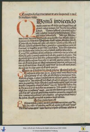 Compendiosus tractatus de arte loquendi et tacendi multum utilis.