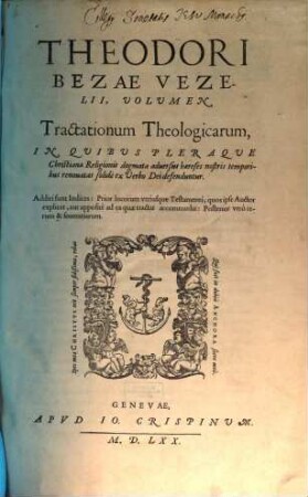 Tractationes theologicae, 1