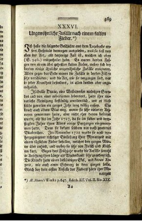 XXXVI. Ungewöhnliche Zufälle nach einem kalten Fieber.