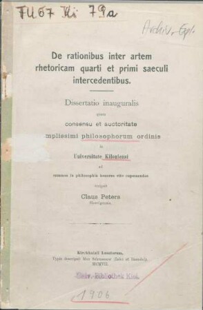 De rationibus inter artem rhetoricam quarti et primi saeculi intercedentibus