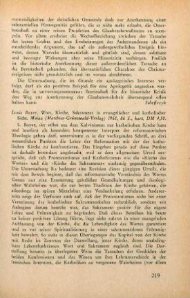 219-220 [Rezension] Bouyer, Louis, Wort, Kirche, Sakrament