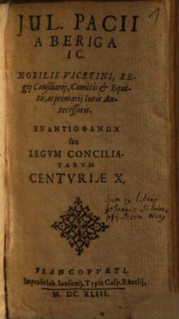 Enantiophanon seu legum conciliatarum centuriae X