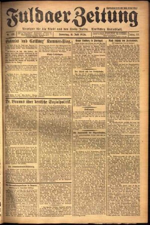 Erste Ausgabe vom Sonntag, den 11. Juli 1926.