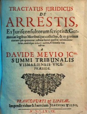 Tractatus iuridicus de arrestis