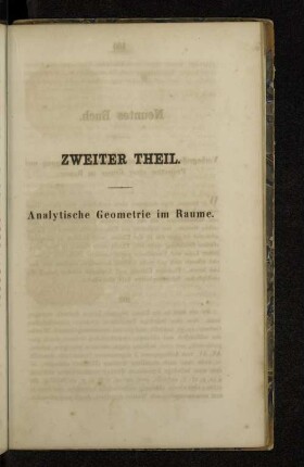 Zweiter Theil. Analytische Geometrie im Raume.
