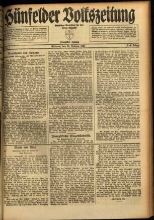 Ausgabe vom Mittwoch, den 25. Februar 1920.