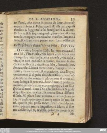 Della felicità della futura vita. Cap. 22.