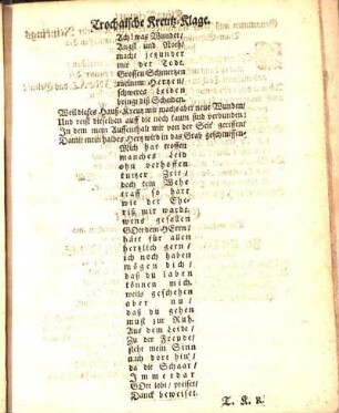 Trochaische Kreutz-Klage.