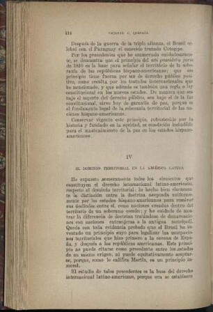 IV: El domino territorial en la America latina