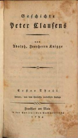 Geschichte Peter Clausens, 1