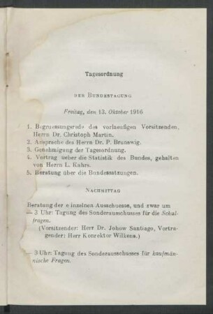 Tagesordnung der Bundestagung