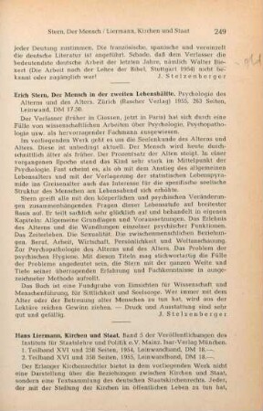 249-250 [Rezension] Kirchen und Staat