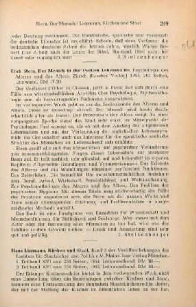 249-250 [Rezension] Kirchen und Staat