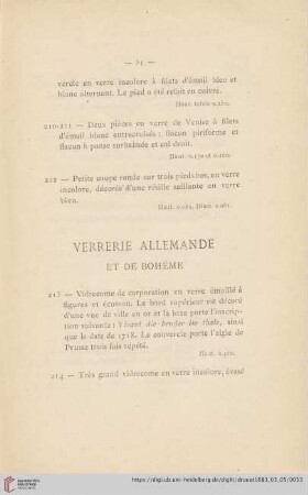 Verrerie Allemande et de Bohême (Nr. 213 - 250)
