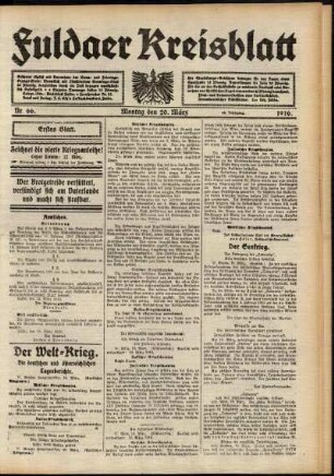 Erste Ausgabe vom Montag, den 20. März 1916.