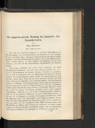 Die magneto-optische Messung der Zustandes von Benzolderivaten