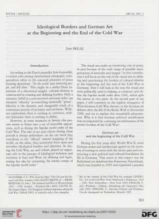 Ideological borders and German art at the beginning and the end of the Cold War