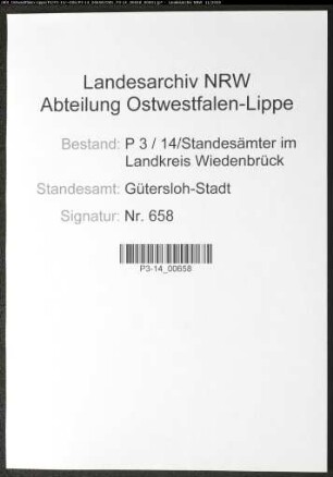 Sterberegister Standesamt Gütersloh-Stadt