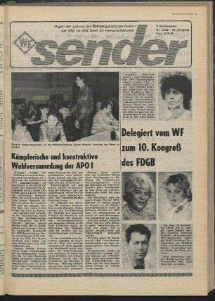 Betriebszeitung 'WF-Sender', Nr.15/1982 (3. Aprilausgabe 1982)