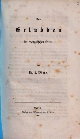 Von Gelübden im evangelischen Sinn