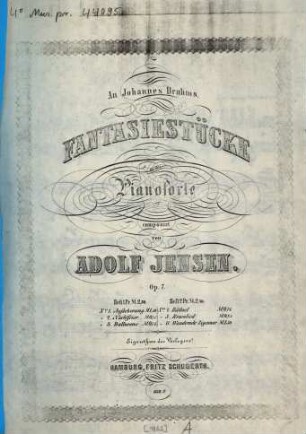 Fantasiestücke : für d. Pianoforte ; op. 7, 1. Nr. 1 Aufschwung. Nr. 2 Nachtfeier. Nr. 3 Ballscene. - 19 S.