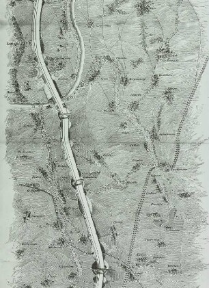 Panorama der Eisenbahn zwischen Leipzig und Dresden (Ausschnitt: Streckenabschnitt Bornitz - Glaubitz)