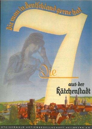 Werbeblatt für Steigerwald Liköre "Die 7 aus der Kätchenstadt"