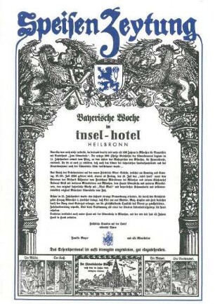 "Speisen Zeytung" des Insel-Hotels zur Bayerischen Woche